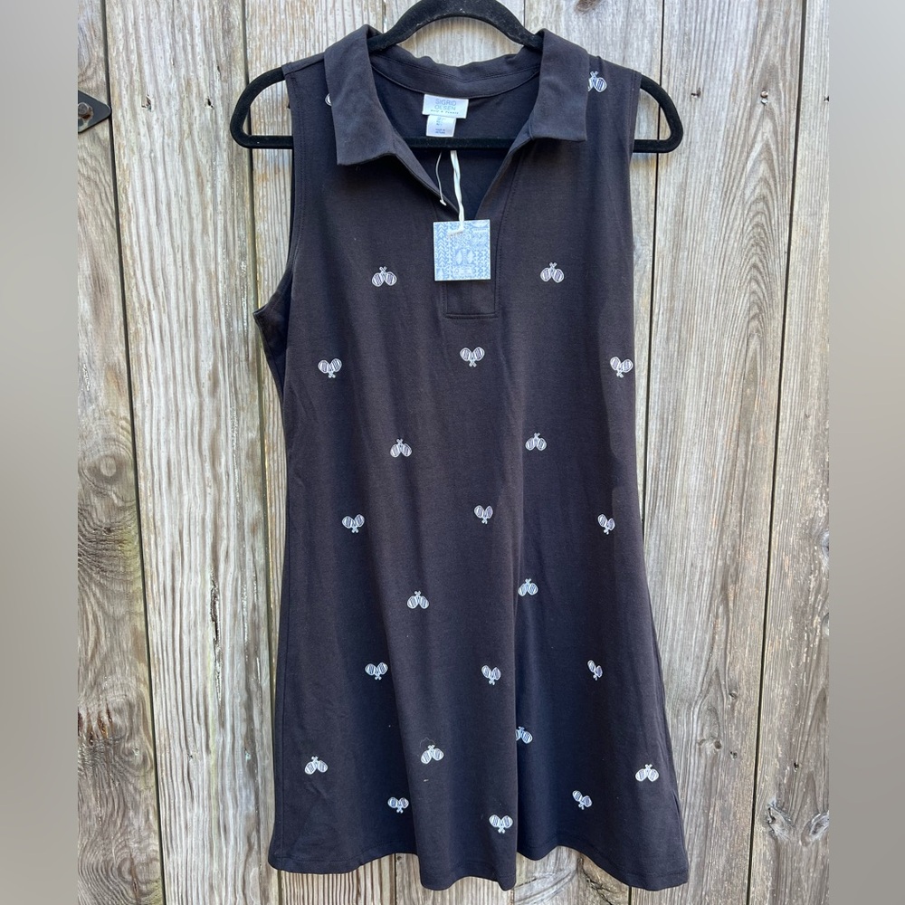 SIGRID OLSEN Golf & Tennis Black Sleeveless Zip Dress Women’s Large NWT NEW